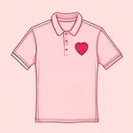 short-sleeved light pink polo shirt with red heart design image